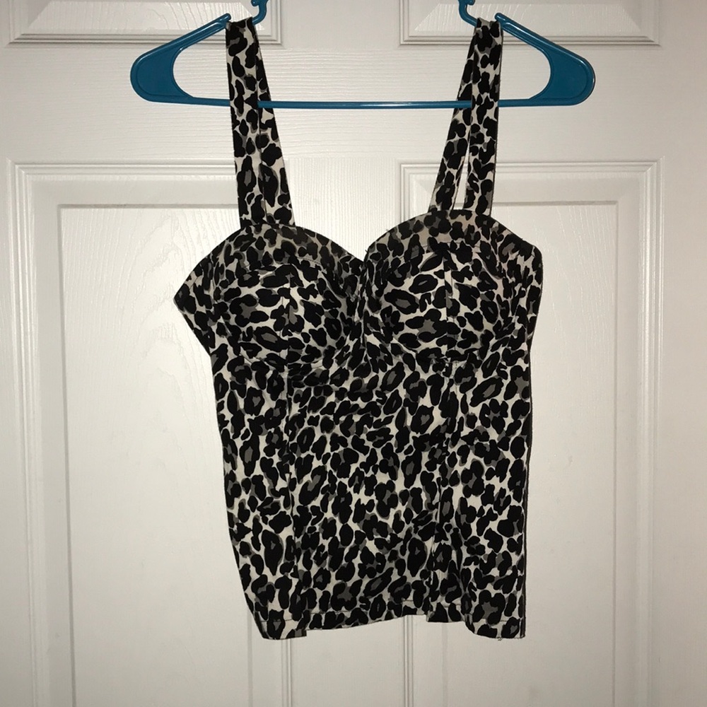 White leopard print corset crop top